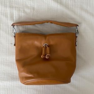 COS orange brown leather bucket bag